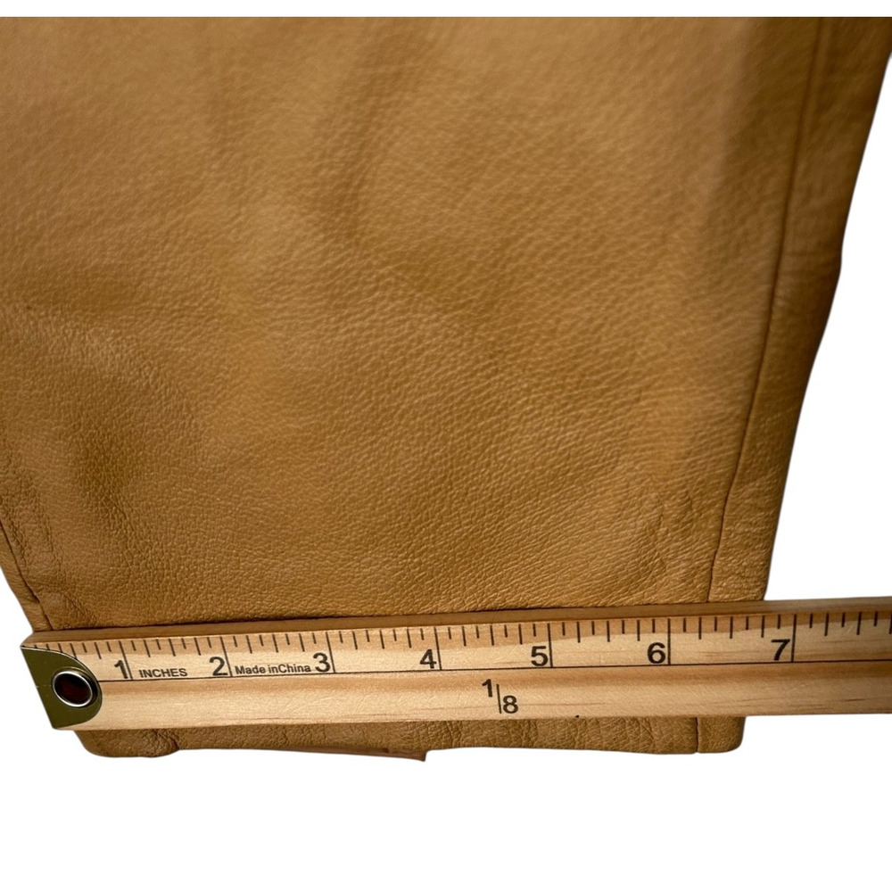 Styleworks Pants Womens 10 Tan Leather Lined Vintage 80s 90s Straight Pockets - Picture 9 of 9